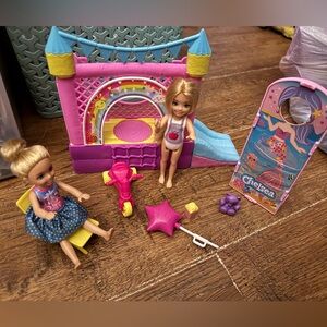Barbie Kelly & Chelsea bounce house playground skippers babysitting